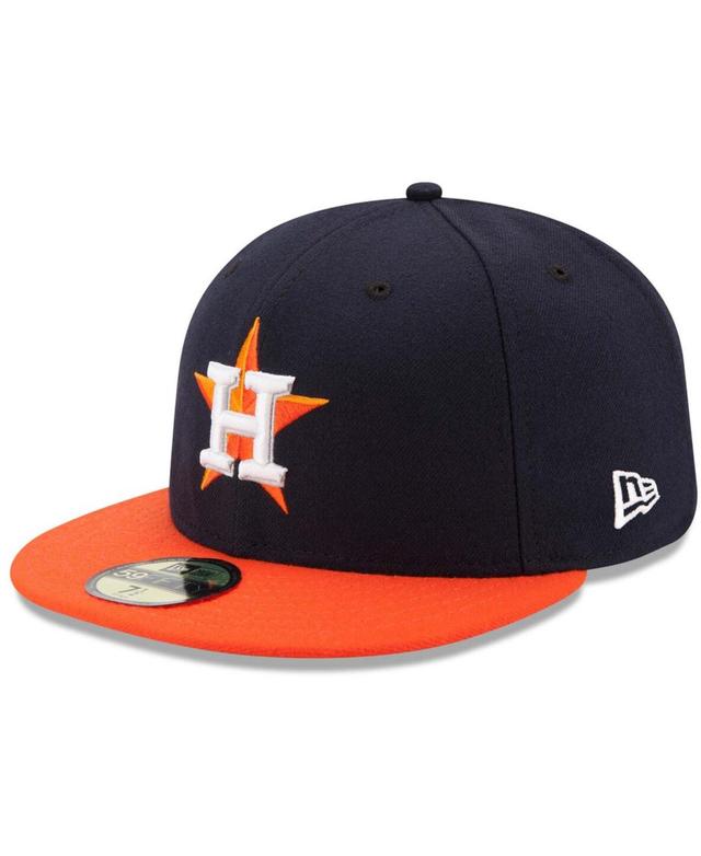 Mens New Era /Orange Houston Astros Road Authentic Collection On Field 59FIFTY Performance Fitted Hat Blue Product Image