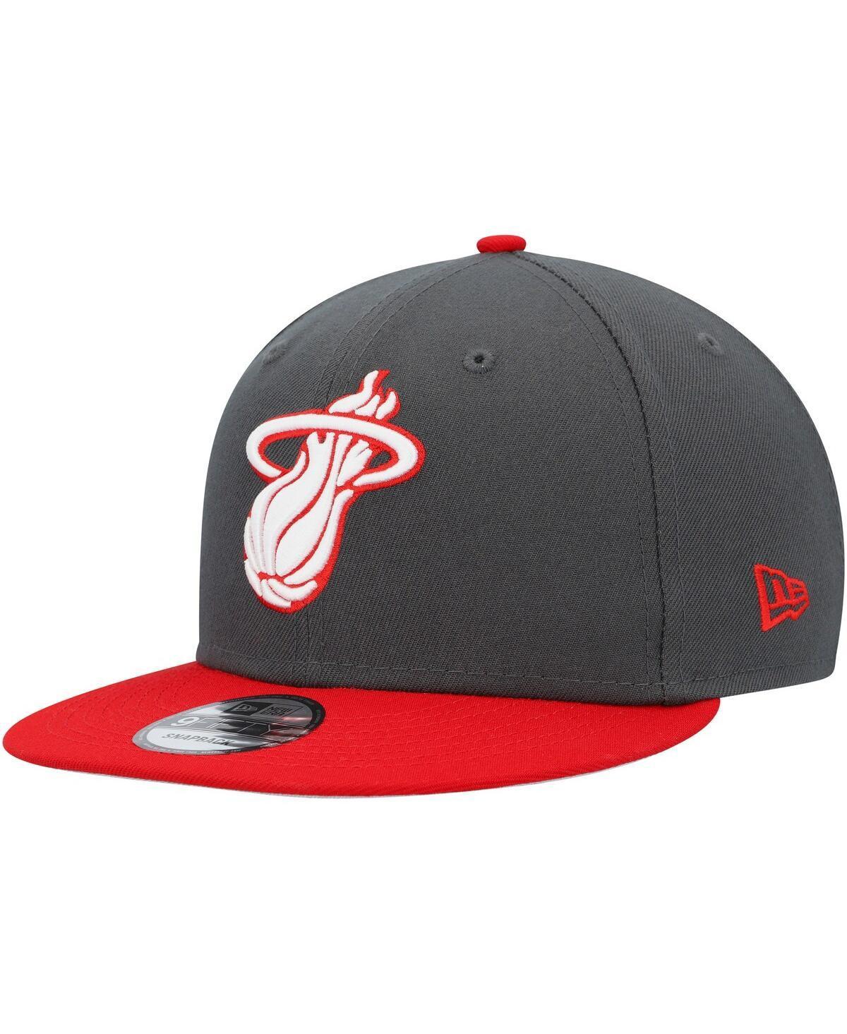 Mens New Era Charcoal/Scarlet Miami Heat Two-Tone Color Pack 9FIFTY Snapback Hat Product Image