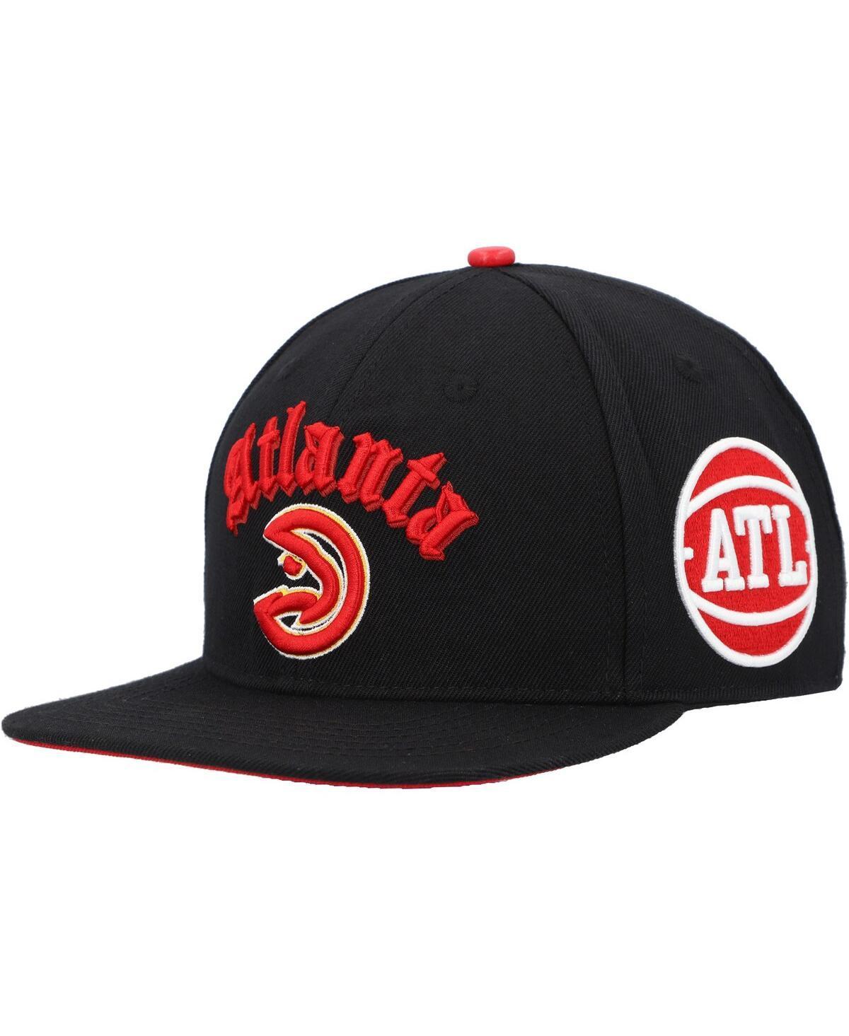 Mens Pro Standard Black Atlanta Hawks Old English Snapback Hat Product Image