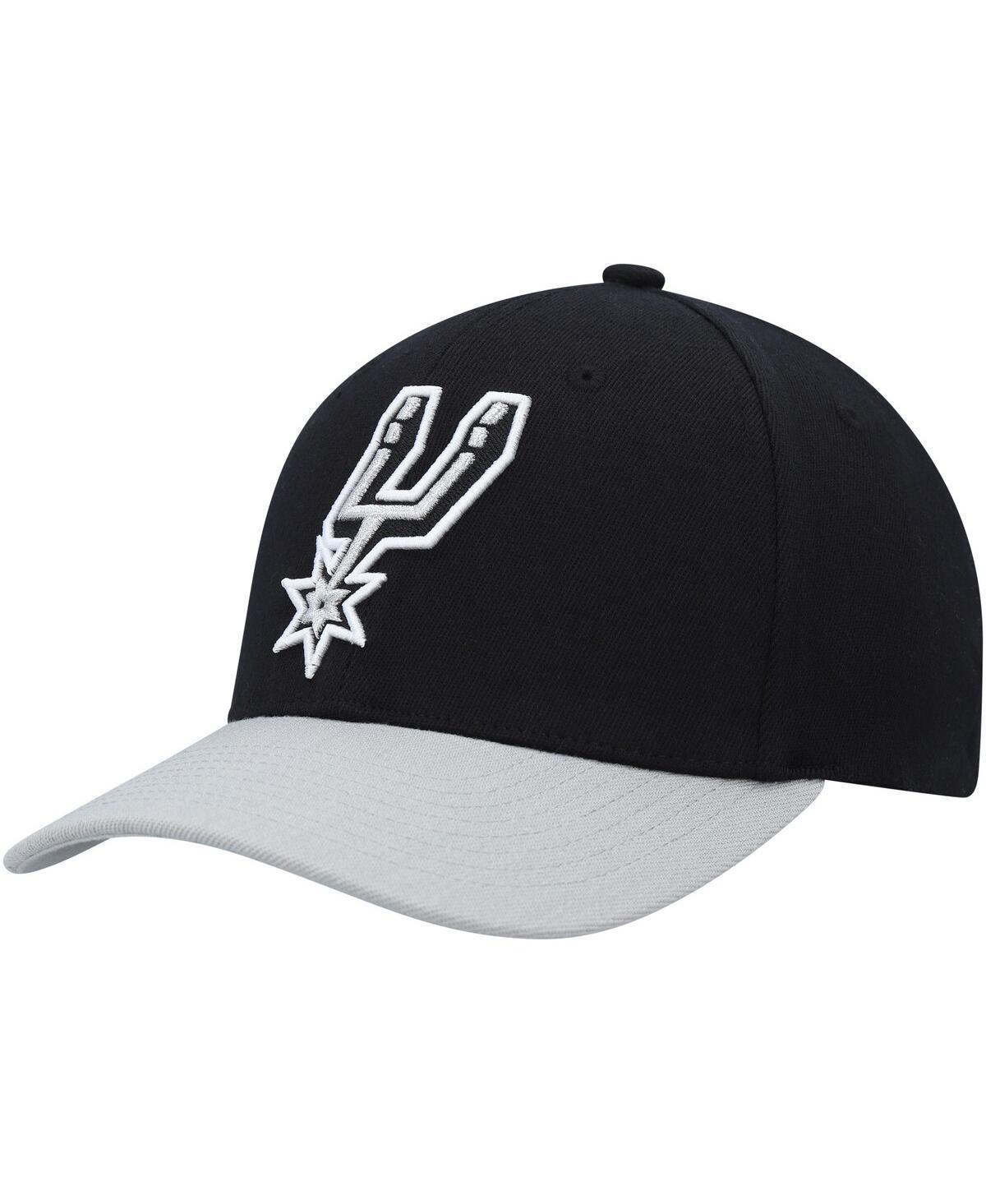 Mens Mitchell & Ness Black/Gray San Antonio Spurs MVP Team Two-Tone 2.0 Stretch-Snapback Hat Product Image