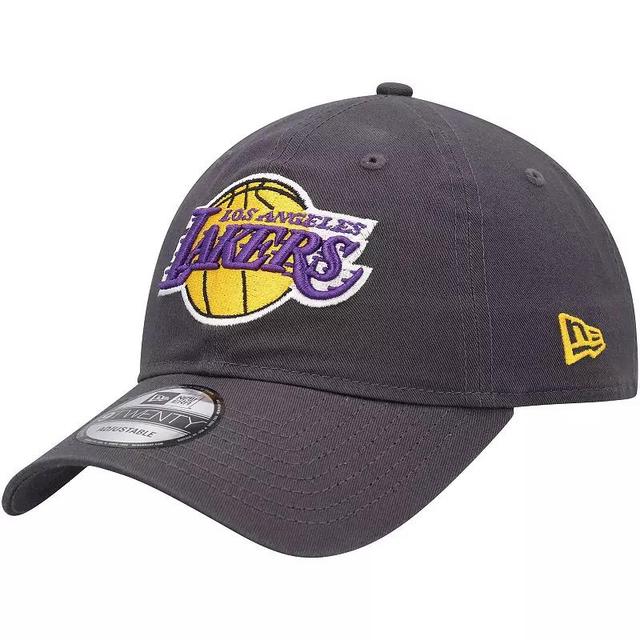 Mens New Era Charcoal Los Angeles Lakers Team 2.0 9TWENTY Adjustable Hat Product Image