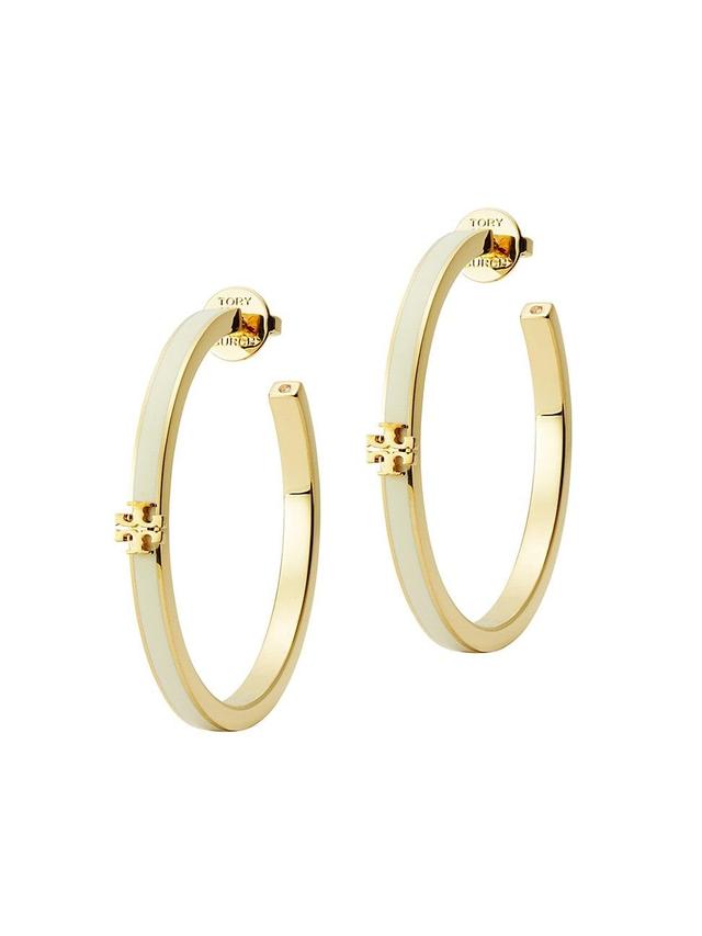 Womens 18K Gold-Plated & Enamel Kira Hoop Earrings Product Image