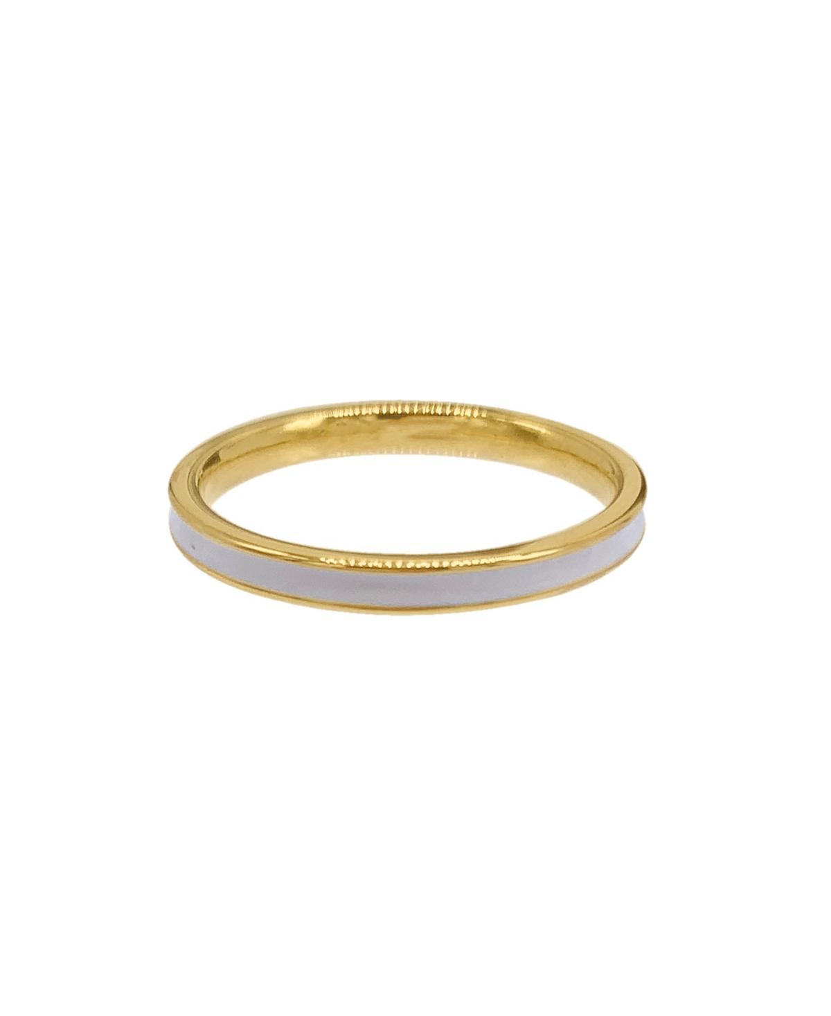 Adornia 14k Gold Plated White Enamel Band, Womens Gold Tone Product Image