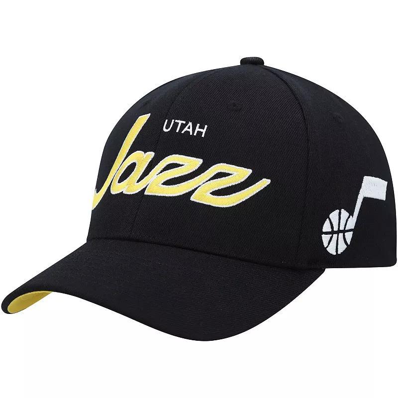 Mens Mitchell & Ness Black Utah Jazz Mvp Team Script 2.0 Stretch Snapback Hat Product Image