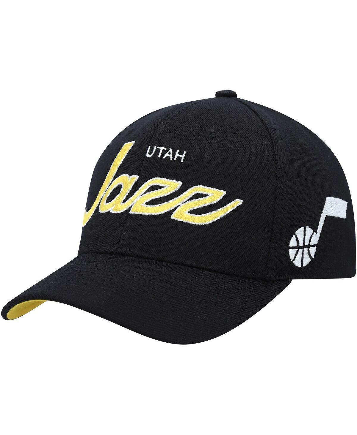 Mens Mitchell & Ness Black Utah Jazz Mvp Team Script 2.0 Stretch Snapback Hat Product Image