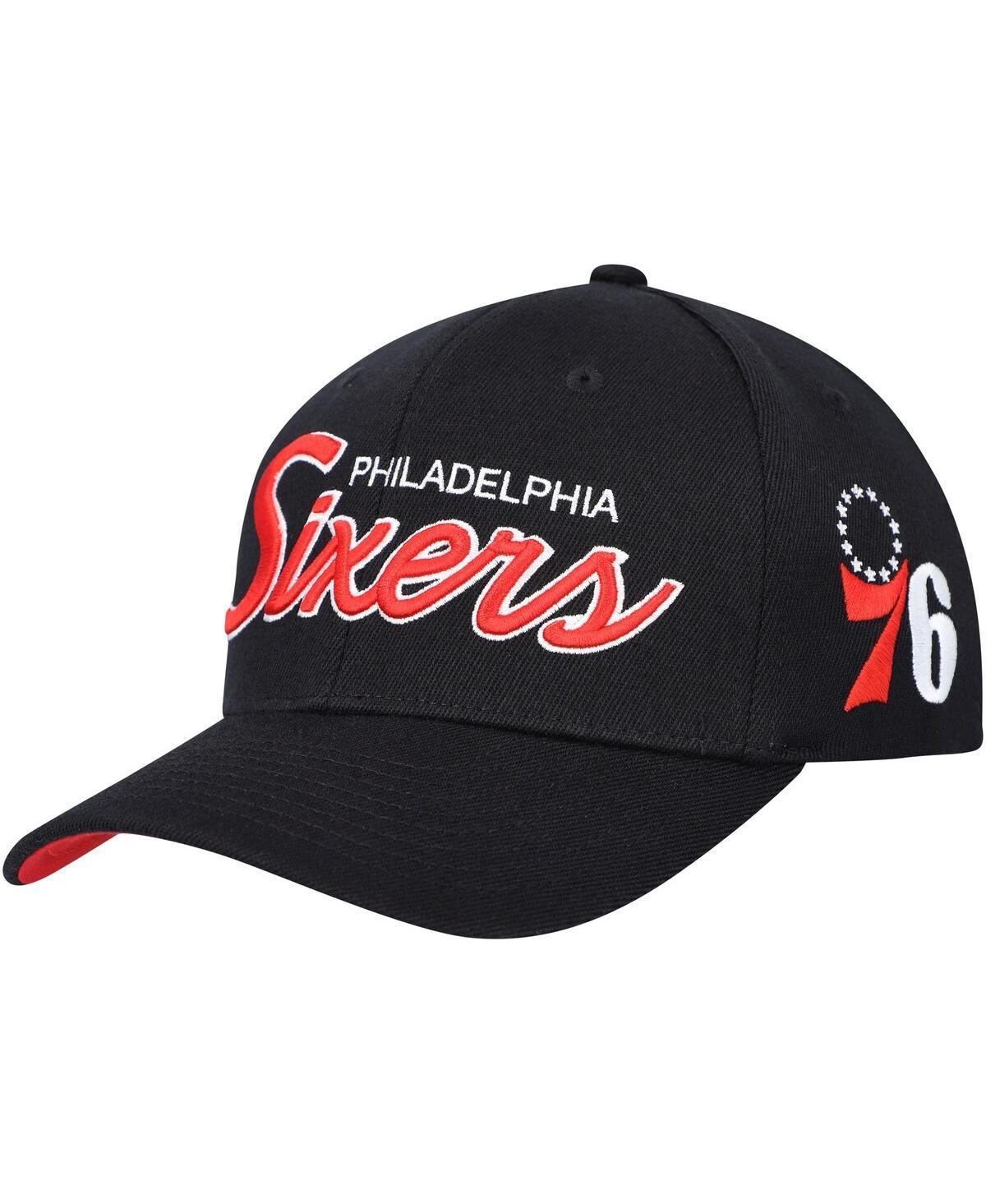 Mens Mitchell & Ness Red Philadelphia 76ers MVP Team Script 2.0 Stretch-Snapback Hat Product Image