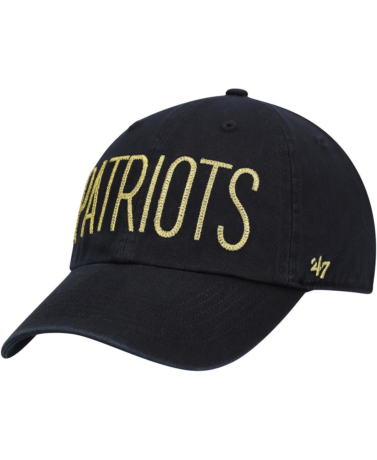 Womens 47 Black New England Patriots Shimmer Text Clean Up Adjustable Hat Product Image