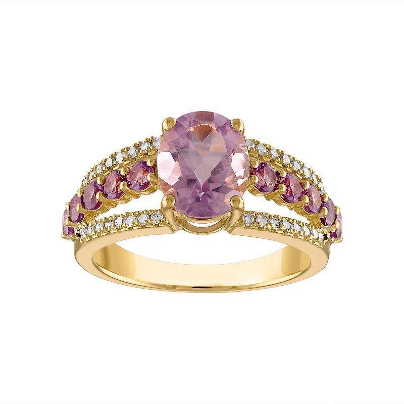 Tiara 14k Gold Over Silver Amethyst & Diamond Accent Ring, Womens Gold Tone Product Image