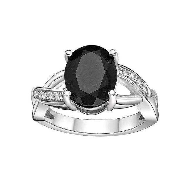 Gemminded Sterling Silver Black Onyx & Lab-Created White Sapphire Ring, Womens Product Image