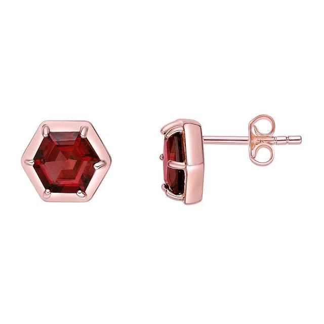 Gemminded 18k Rose Gold over Sterling Silver Garnet Stud Earrings, Womens, Pink Tone Product Image