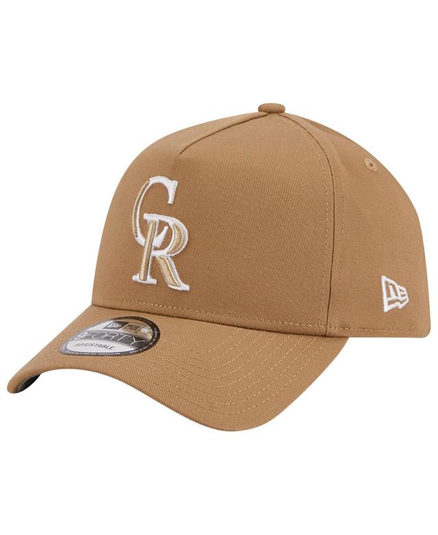 Mens New Era Khaki Colorado Rockies A-Frame 9FORTY Adjustable Hat Product Image