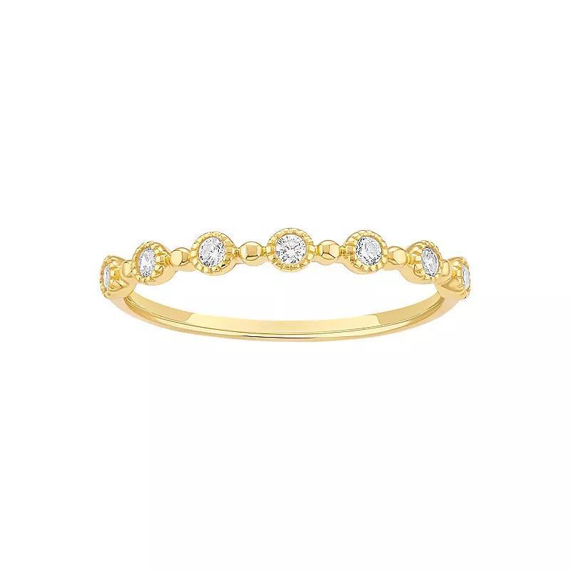 PRIMROSE Sterling Silver Cubic Zirconia Beaded Bezel Ring, Womens Gold Tone Product Image