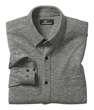 Johnston & Murphy XC Flex Long Sleeve Full Button (Charcoal) Men's Jacket Product Image