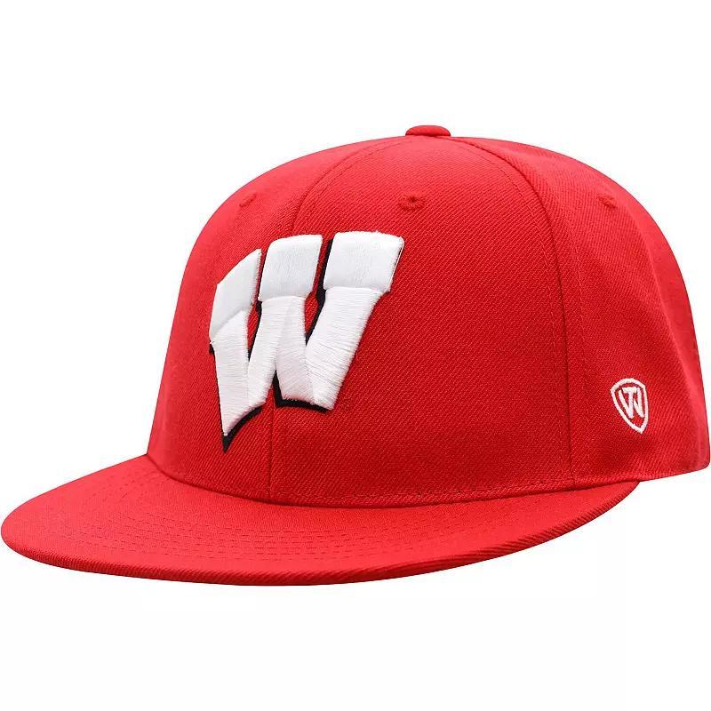 Mens Top of the World Wisconsin Badgers Team Color Fitted Hat Product Image