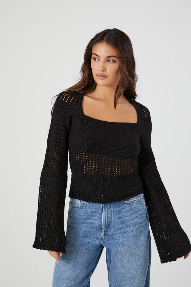 Open-Knit Bell-Sleeve Sweater | Forever 21 Product Image