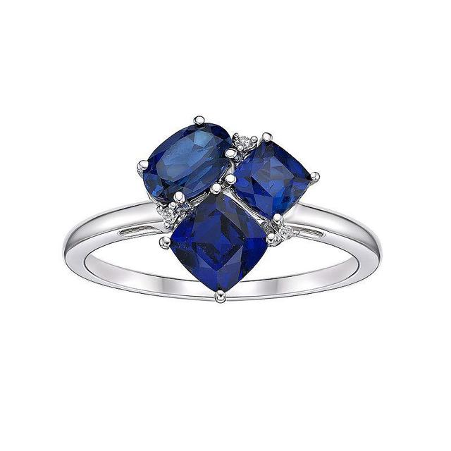 Gemminded Sterling Silver Lab-Created Sapphire & Lab-Created White Sapphire Cluster Ring, Womens Blue Product Image