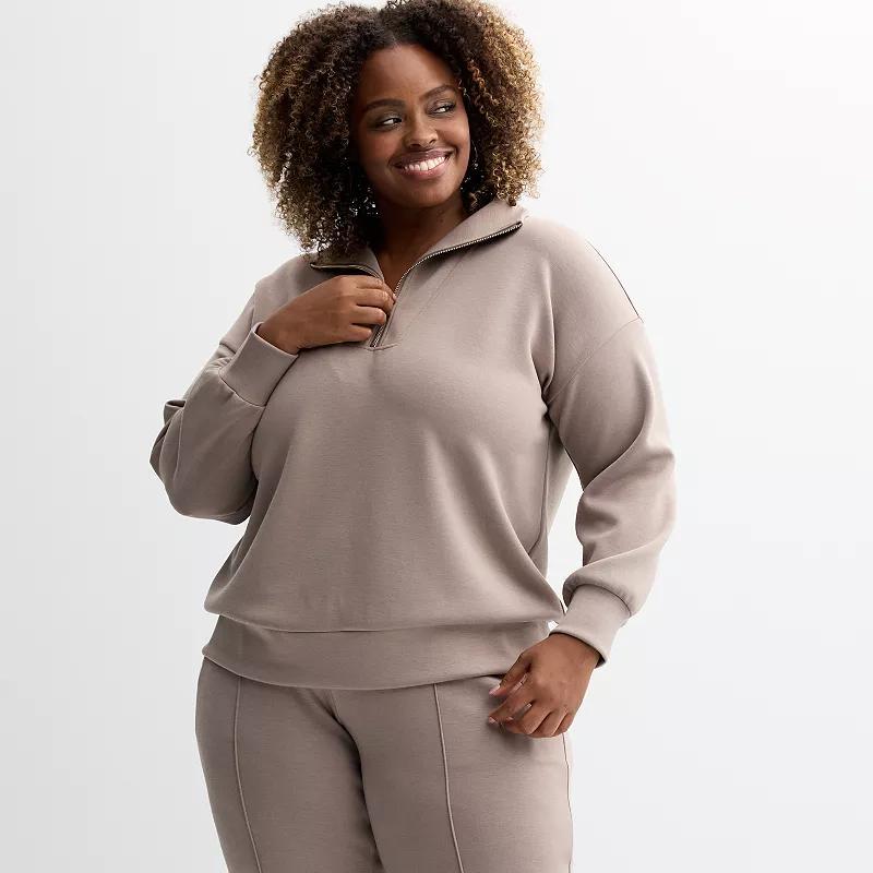 Plus Size Industry Long Sleeve Quarter Zip Pullover Sweater, Womens Product Image