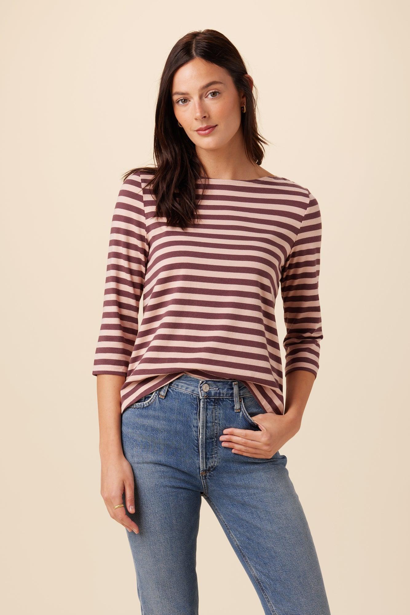 Cecelia Reverie Knit Tee - Maple Rose Stripe - ReAmour Product Image