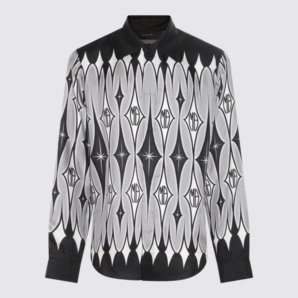 Multicolour Silk Printed Shirt In Black Product Image