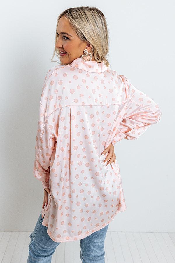 Busy In The City Polka Dot Top in Pink Product Image