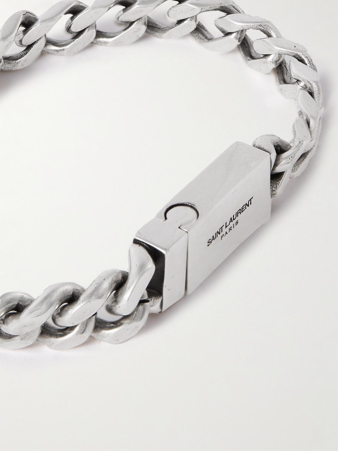 Logo Engraved Chained Bracelet In Silver Product Image