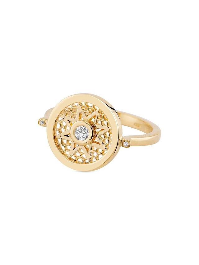 Womens 18K Yellow Gold & 0.50 TCW Diamond Sun Ring Product Image