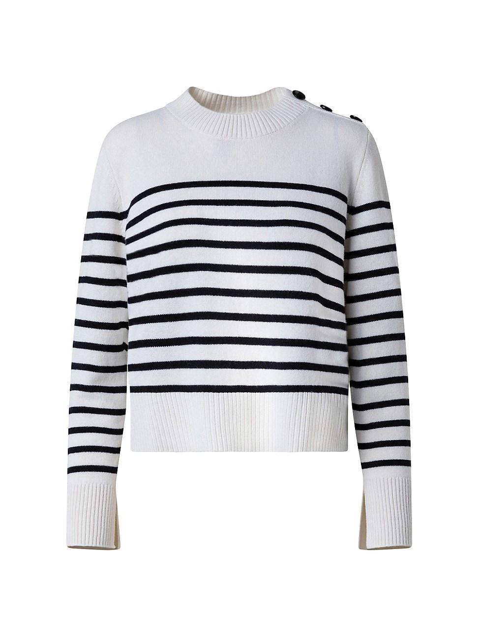 Womens Striped Wool-Blend Long-Sleeve Sweater Product Image