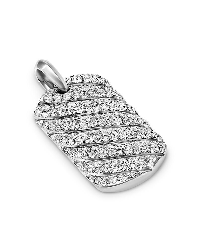 David Yurman Mens Sculpted Cable Tag in Sterling Silver with Diamonds, 35mm Product Image