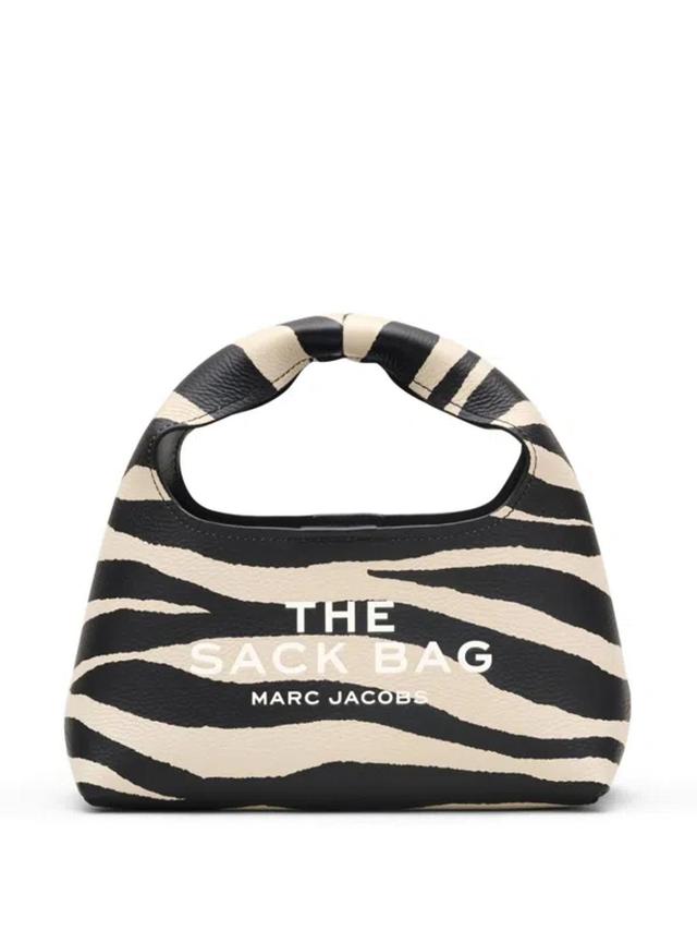 The Zebra Leather Mini Sack Bag In Black Product Image