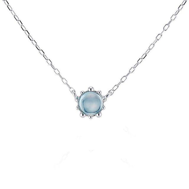 Sterling Silver Blue Topaz Floral Necklace, Womens Product Image