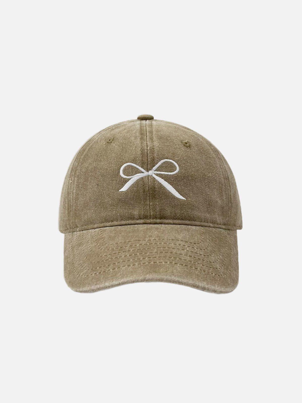 Embroidery Bow Washed Hat Product Image