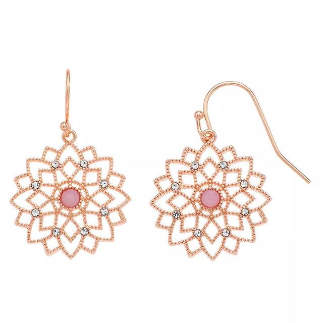 LC Lauren Conrad Filigree Flower Drop Earrings, Womens, Pink Product Image