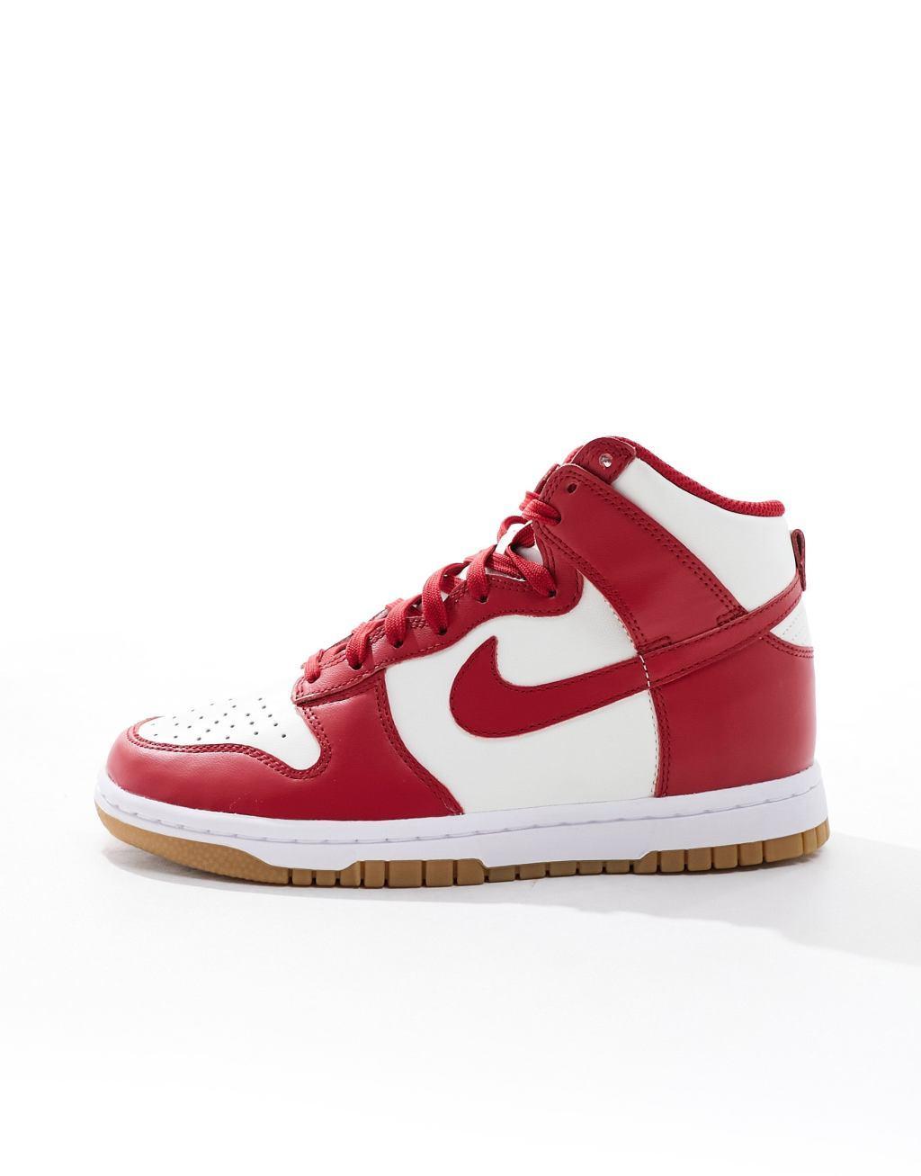 Nike Dunk High sneakers in red and white Product Image