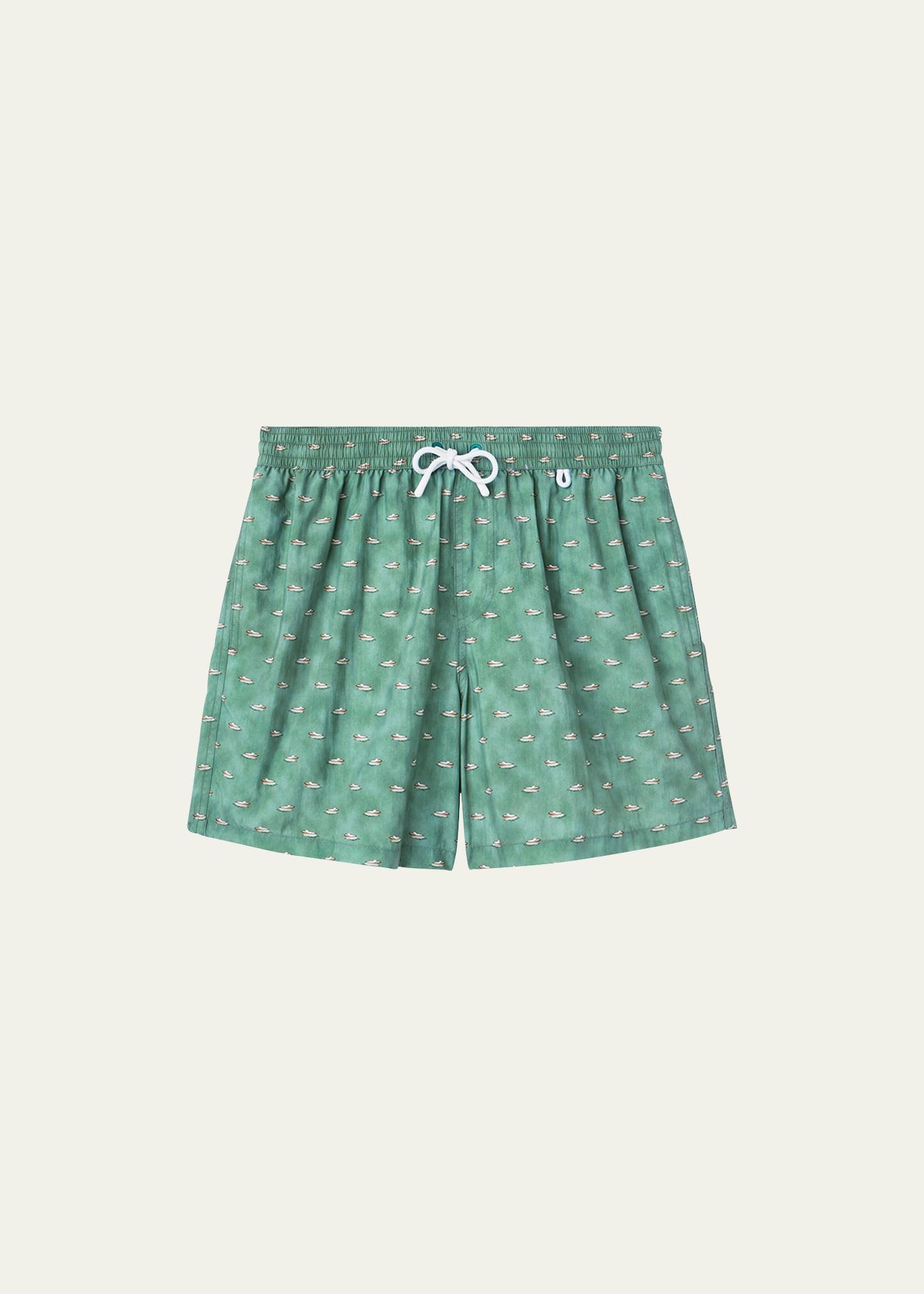 Mens Sailboat-Print Nylon Swim Trunks Product Image