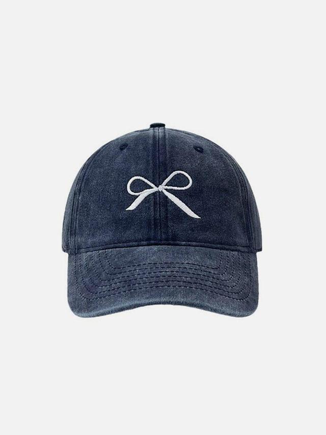 Embroidery Bow Washed Hat Product Image