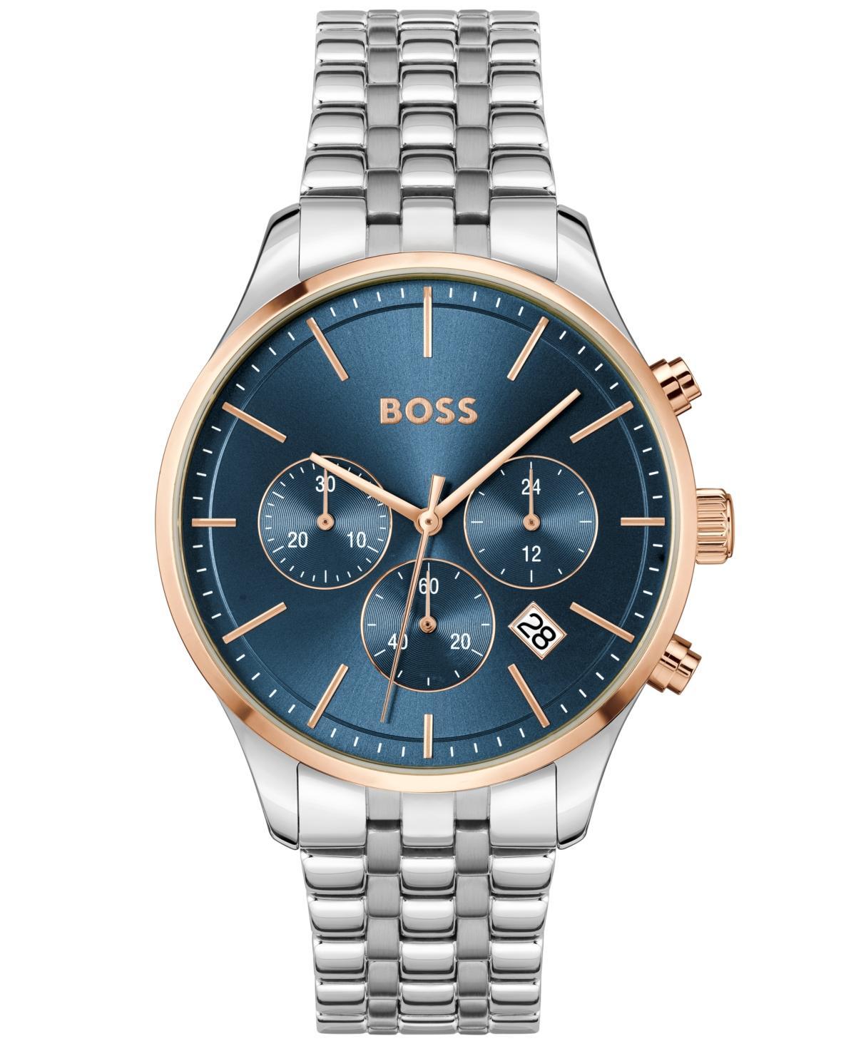 Hugo Boss Mens Avery Quartz Chronograph Blue Dial Stainless Steel Bracelet Watch Product Image