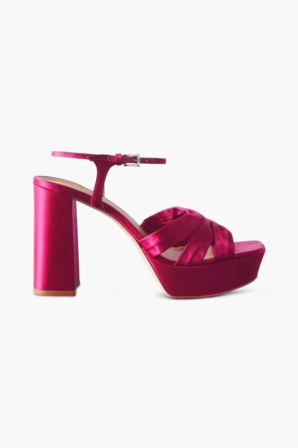 Monetta Satin Platform Sandals In Magenta Product Image