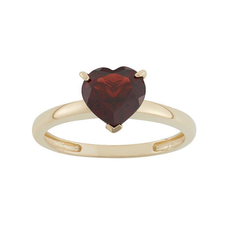 Designs by Gioelli Garnet 10k Gold Heart Ring, Womens Red Product Image