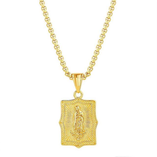 1913 Mens Gold Tone Ion-Plated Our Lady of Guadalupe Pendant Necklace Product Image