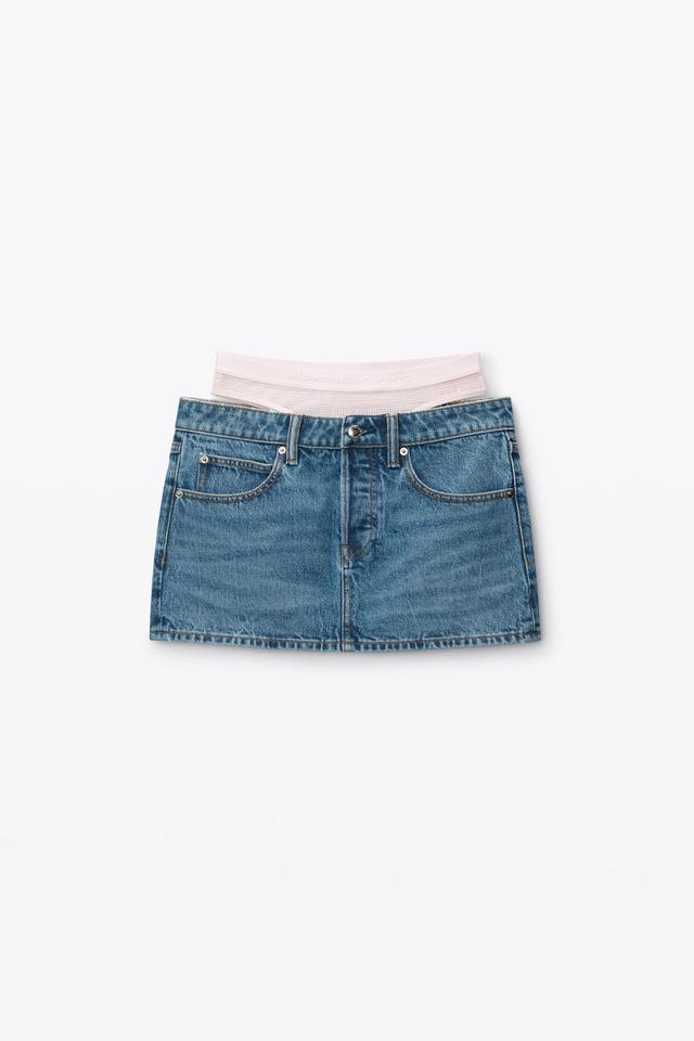 Crystal Hotfix Pre-styled Denim Miniskirt Product Image