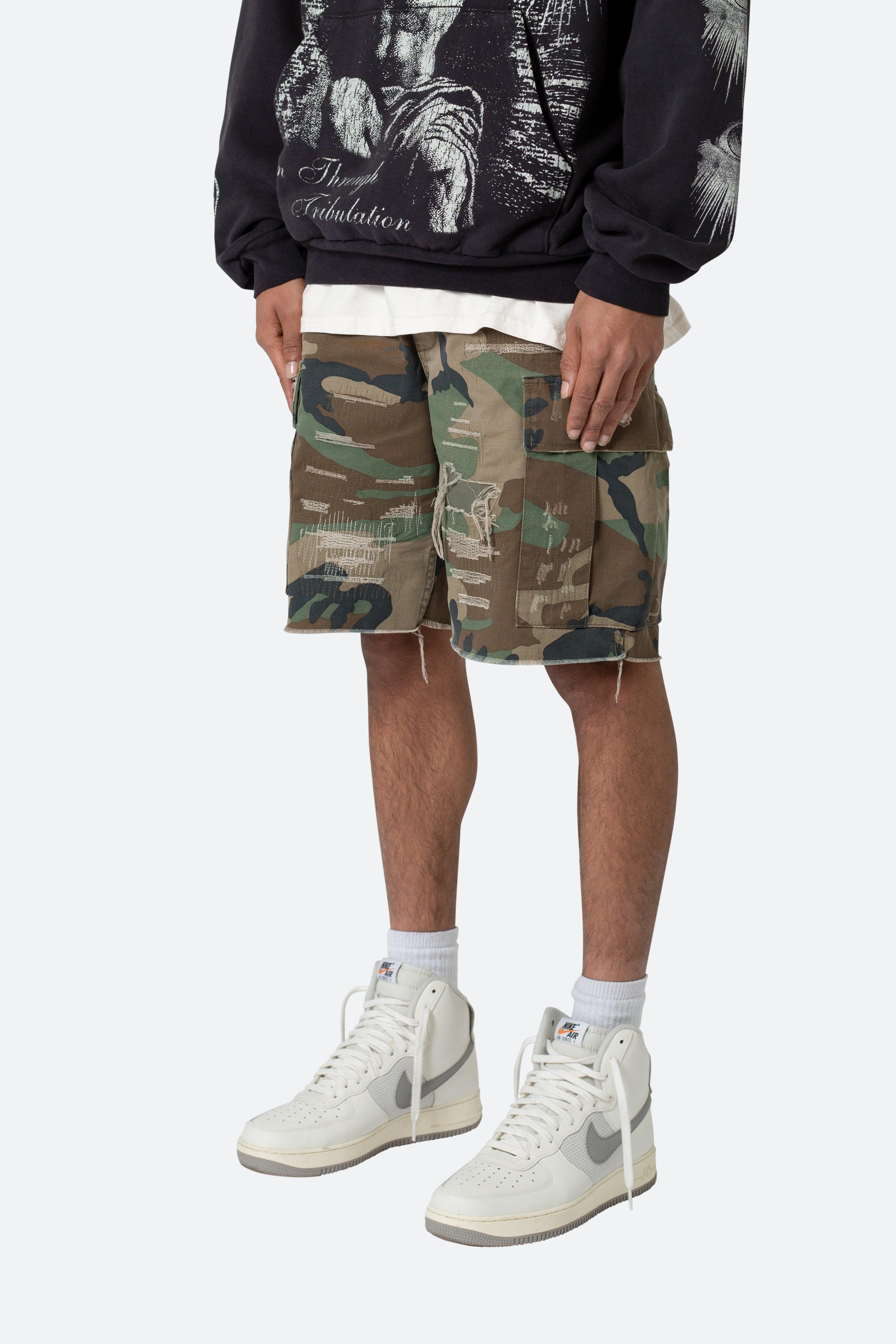 Distressed Cargo Shorts - Camo Product Image