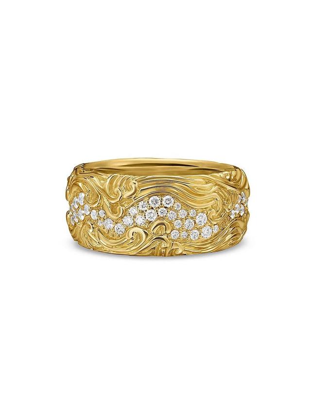 Mens Waves Band Ring in 18K Yellow Gold Product Image