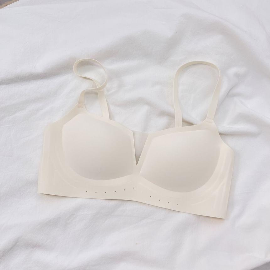 Plain Mesh Panel Seamless Wireless Bra Product Image