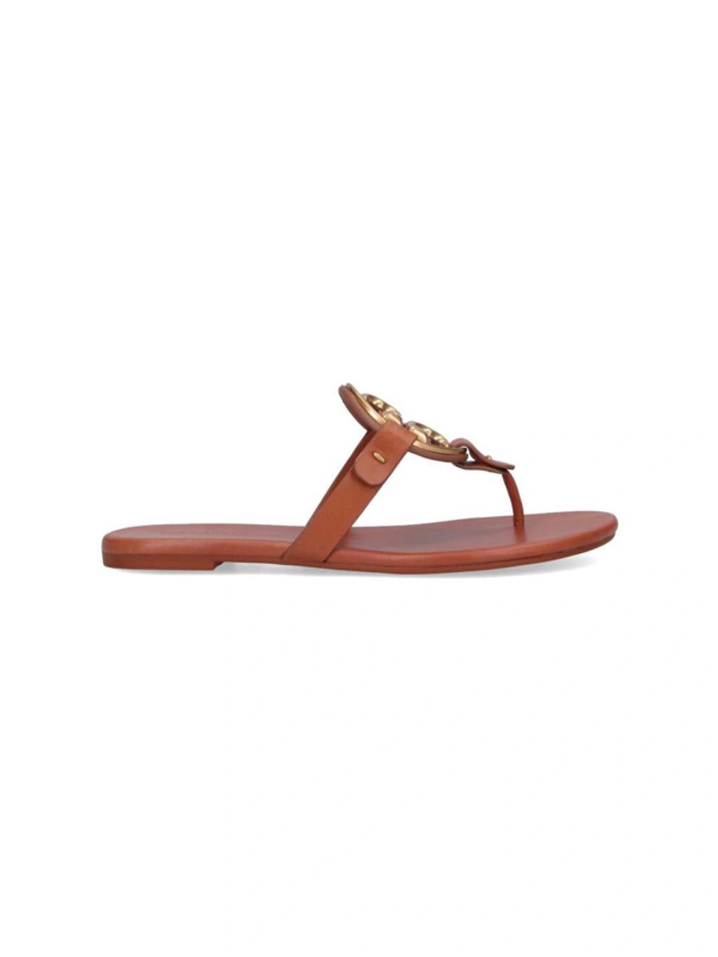 TORY BURCH Miller Leather Sandals In Miele Product Image