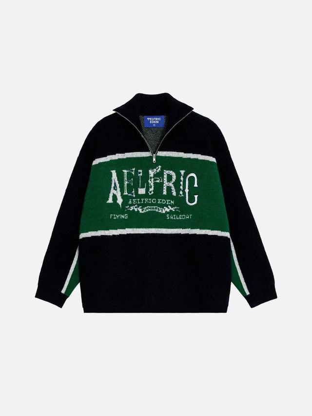 Aelfric Eden Jacquard Half Zip Up Sweater Product Image