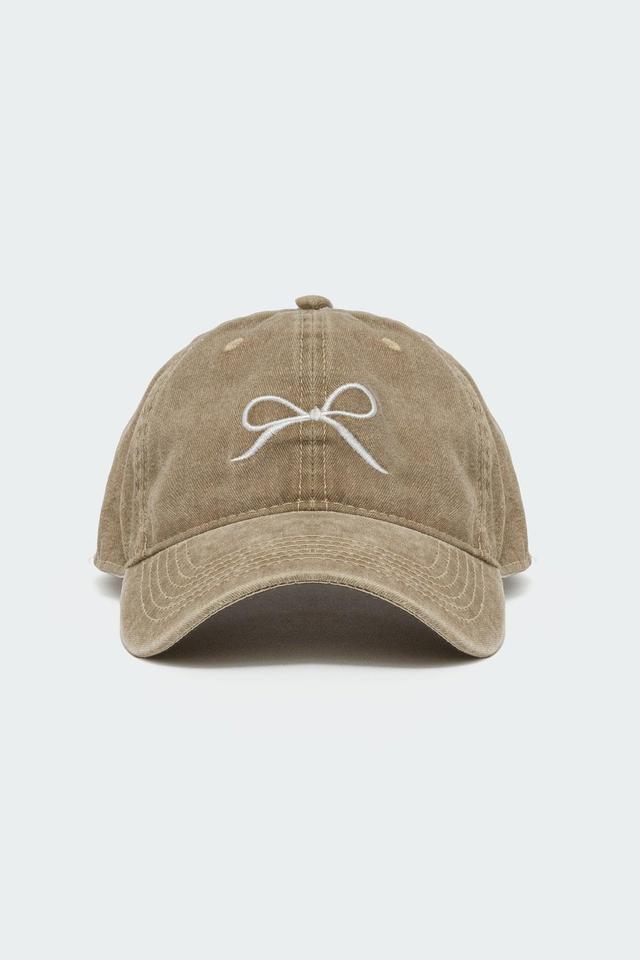 Embroidered Bow Washed Baseball Cap Product Image