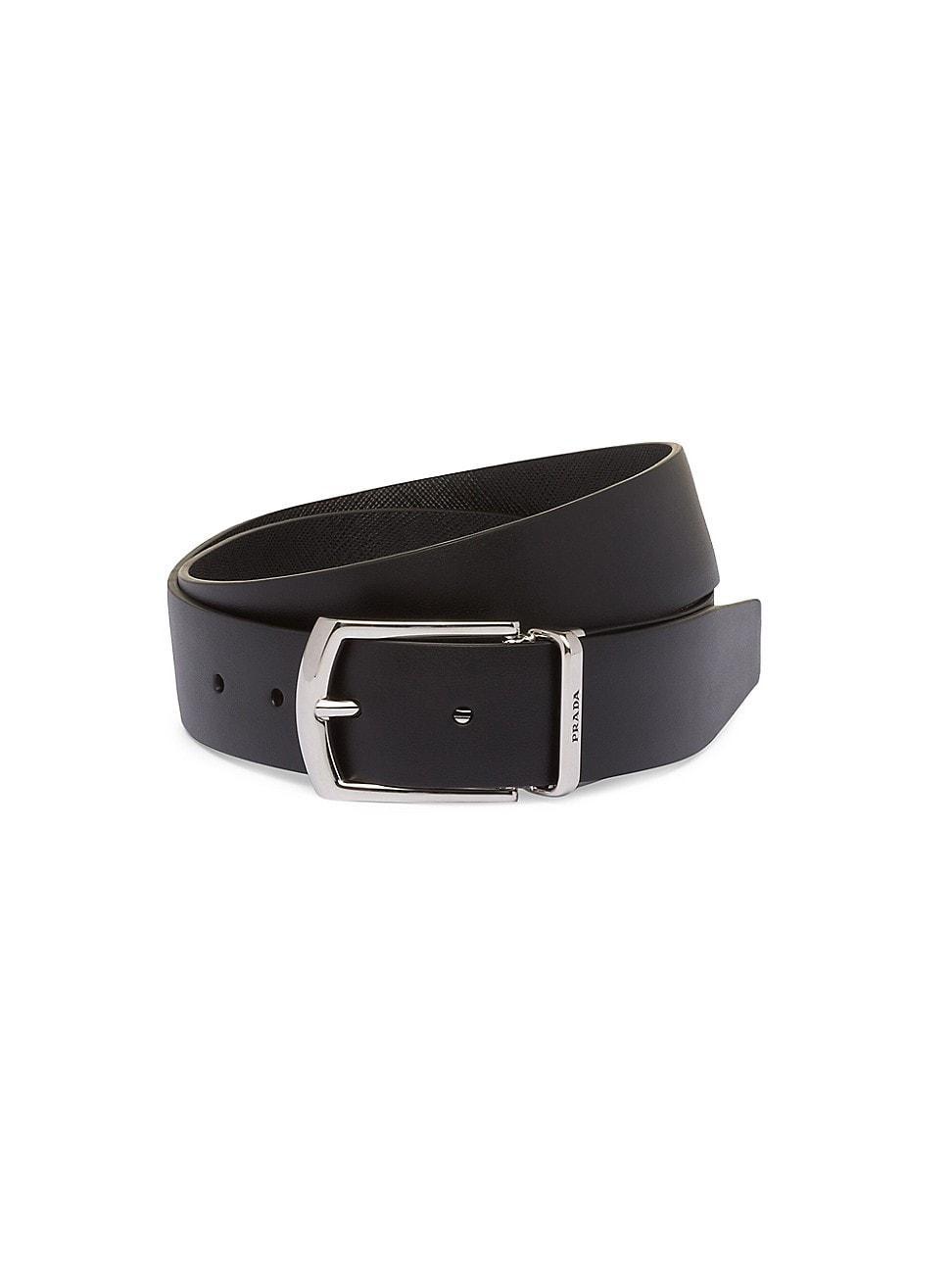 Mens Reversible Saffiano And Leather Belt Product Image