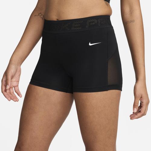 Nike Womens Nike Dri-Fit Medium Rise 3 Mesh Short - Womens Black/White Product Image