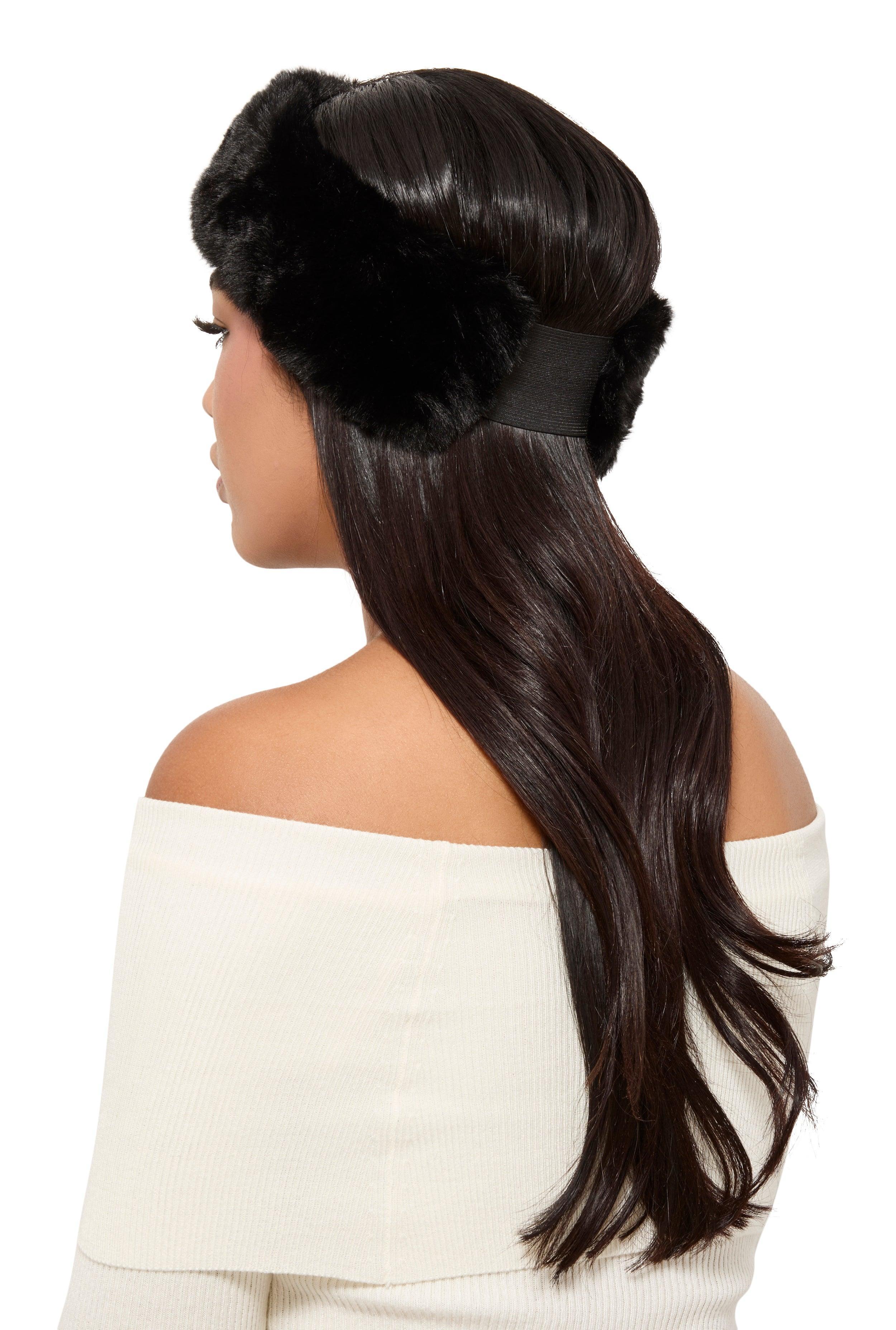 Womens Faux Fur Elastic Back Head Wrap Product Image