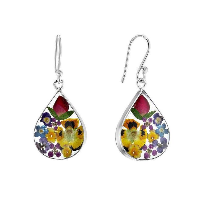 Athra NJ Inc Sterling Silver Dried Flower Teardrop Drop Earrings, Womens Product Image